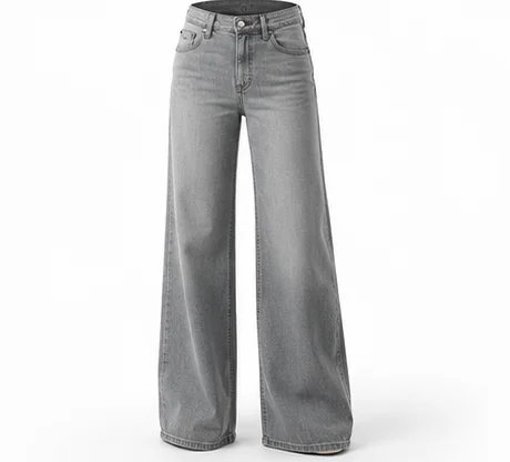 Ghost-Mannequin-Produktbild der grauen Wide-Leg-Jeans